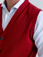 Maroon Sleeveless Button Cardigan