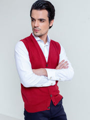 Maroon Sleeveless Button Cardigan