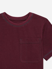 Maroon Casual Crew Neck T-Shirt With Stitch Detailing - Junior