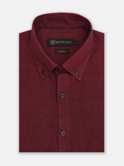 Maroon Linen Blended Houndstooth Patterned Shirt