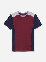 Maroon & Navy Blue T-shirt With Contrasting Rib - Junior