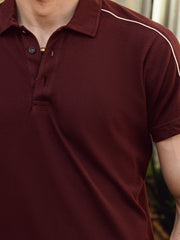 Maroon Raglan Sleeve Pique Sporty Polo