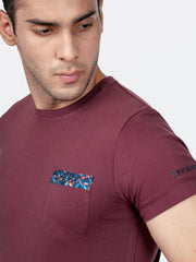 Maroon Crew Neck T-Shirt With Pocket