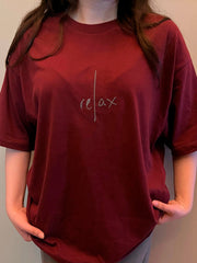 Maroon Oversized T-Shirt With Minimalist 'Relax' Embroidery - Women