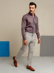 Maroon & Grey Herringbone Formal Shirt