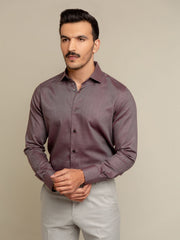 Maroon & Grey Herringbone Formal Shirt