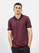 Maroon & Navy Jacquard Slim Fit Polo Shirt