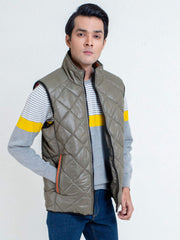 Matt Olive Quilted Sleeveless Gilet