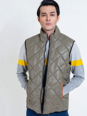 Matt Olive Quilted Sleeveless Gilet