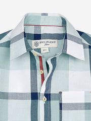 Mint Green Checkered Short Sleeve Casual Shirt