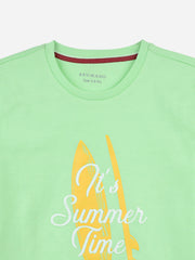 Mint Green Graphic Printed Casual T-shirt