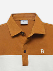 Mustard & Brown Three Tone Casual Polo - Junior