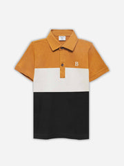 Mustard & Brown Three Tone Casual Polo - Junior