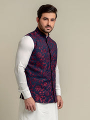 Navy Blue Embroidered Sartoria Waistcoat