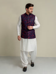Navy Blue Embroidered Sartoria Waistcoat