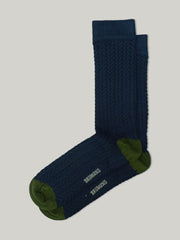 Navy Blue Herringbone Cotton Socks