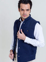 Navy Blue Knitted Sleeveless Vest