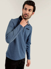 Navy Blue Mercerized Full Sleeves Polo Shirt