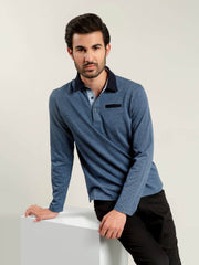 Navy Blue Mercerized Full Sleeves Polo Shirt