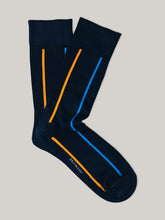 Navy Blue & Orange Striped Socks