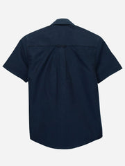 Navy Blue Oxford Short Sleeve Casual Shirt