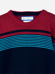 Navy Blue & Red Striped Casual Jumper