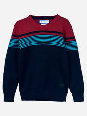 Navy Blue & Red Striped Casual Jumper