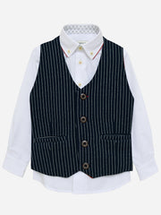 Navy Blue Striped Suit Waistcoat