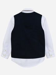 Navy Blue Textured Suit Waistcoat
