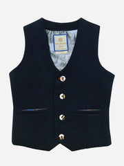 Navy Blue Textured Suit Waistcoat
