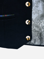 Navy Blue Textured Suit Waistcoat