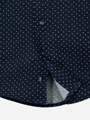 Navy Blue Triangle Pattern Casual Shirt