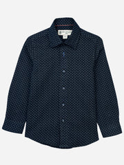 Navy Blue Triangle Pattern Casual Shirt