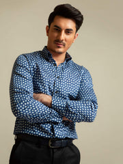 Navy & Yellow Floral Printed Shirt