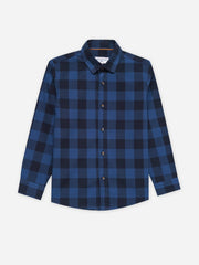 Navy Blue & Black Bold Checkered Casual Shirt - Junior