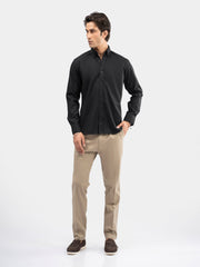 Navy Blue Button Down Shirt With Contrasting Collar Detail