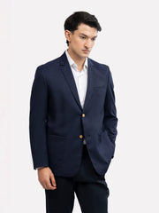 Navy Blue Formal Blazer With Golden Buttons