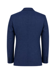 Navy Blue Linen Blended Casual Blazer