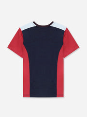 Navy Blue & Red T-shirt With Contrasting Rib - Junior