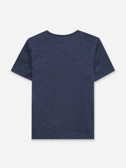 Navy Blue Slub Effect Crew Neck T-Shirt - Junior