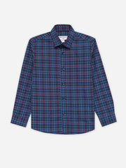 Navy Blue Tartan Plaid Checkered Casual Shirt - Junior