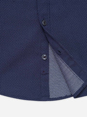 Navy Blue & White Dobby Casual Shirt - Junior