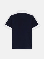 Navy Blue & White Raglan Sleeve Polo - Junior