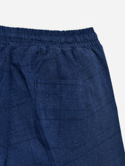 Navy Blue Checkered 100% Linen Pajama Trouser - Women
