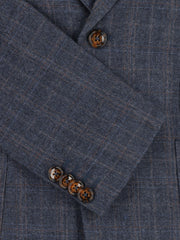 Navy Blue Checkered Wool & Cashmere Blazer - Sartoria