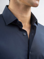 Navy Blue Classic Satin Shirt