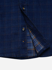 Navy Blue Corduroy Checkered Shirt - Junior