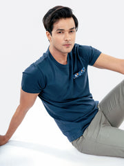 Navy Blue Crew Neck T-Shirt With Pocket
