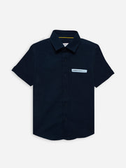 Navy Blue Half Sleeve Casual Shirt With Pocket Detailing