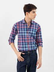 Navy Blue Multicolor Checkered Shirt